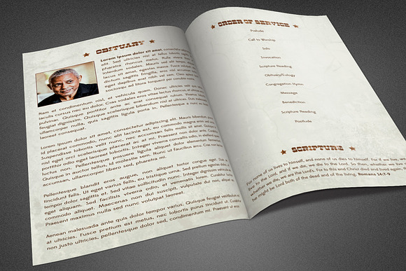 Countryside Funeral Program Template in Brochure Templates - product preview 1