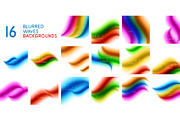 Set of flowing color wave pattern