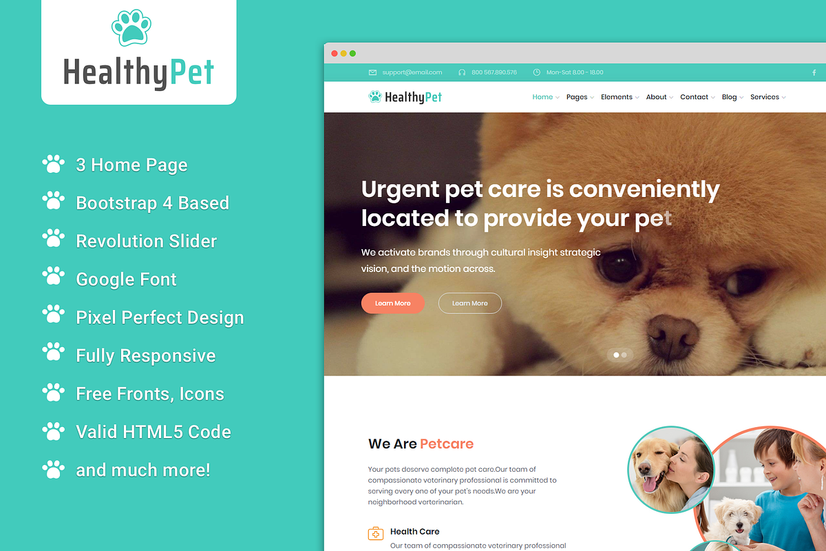 HealthyPet - Pet Care HTML Template in Bootstrap Themes - product preview 8
