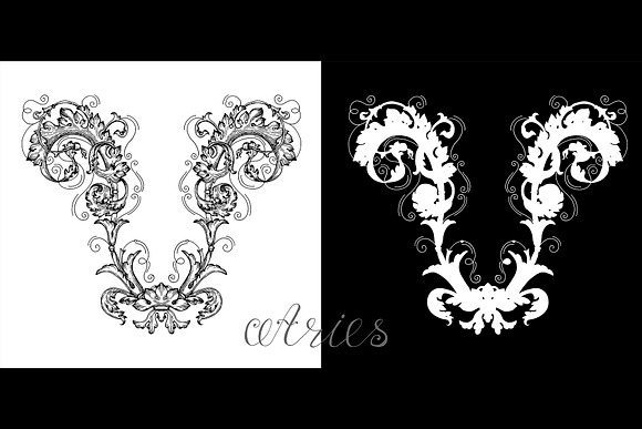 Zodiac signs in baroque style vector in Objects - product preview 1