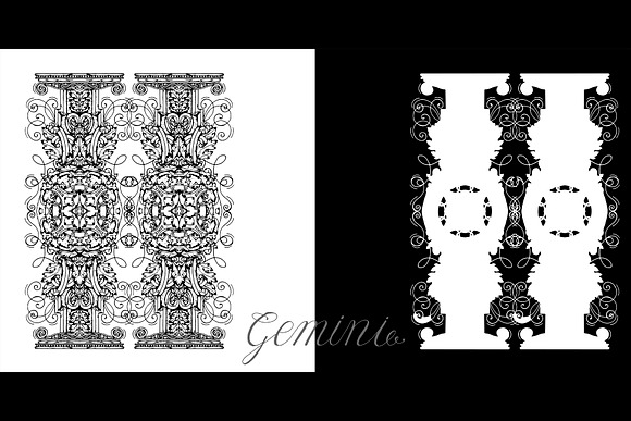 Zodiac signs in baroque style vector in Objects - product preview 3