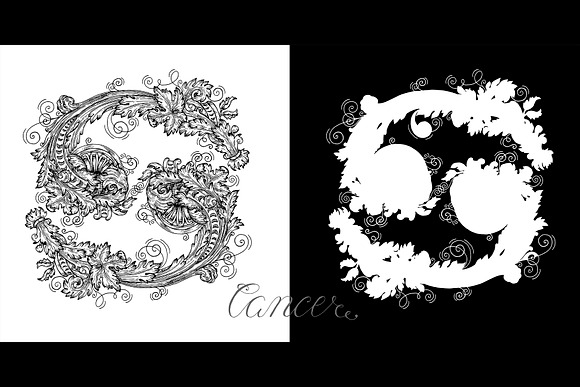 Zodiac signs in baroque style vector in Objects - product preview 4