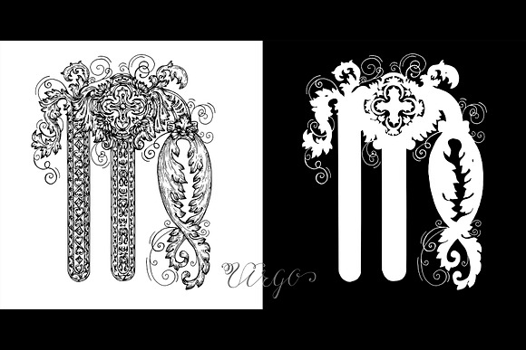 Zodiac signs in baroque style vector in Objects - product preview 6
