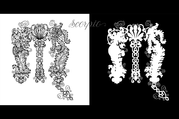 Zodiac signs in baroque style vector in Objects - product preview 8