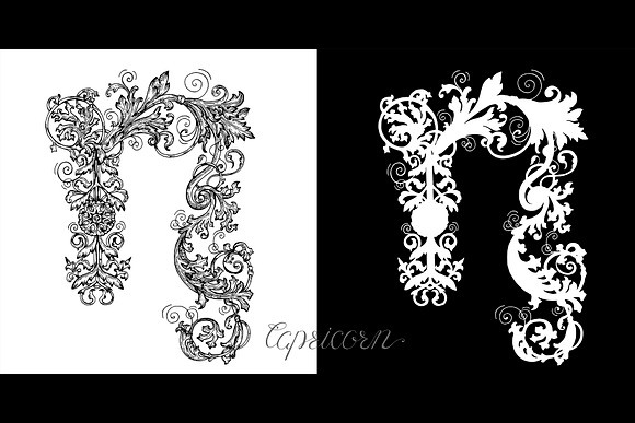 Zodiac signs in baroque style vector in Objects - product preview 10