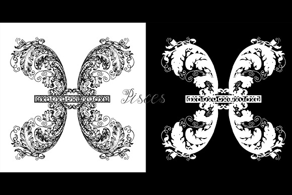 Zodiac signs in baroque style vector in Objects - product preview 12