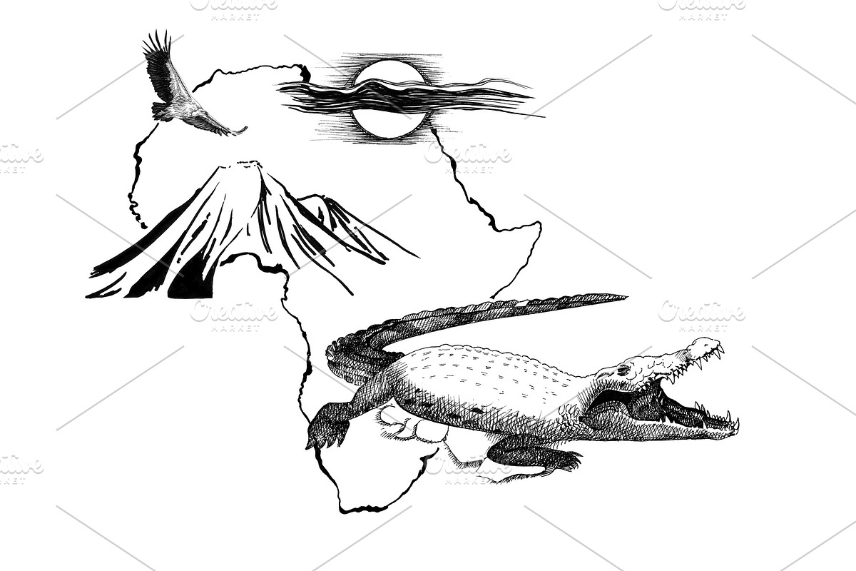 Crocodile on Africa map background w in Illustrations - product preview 8