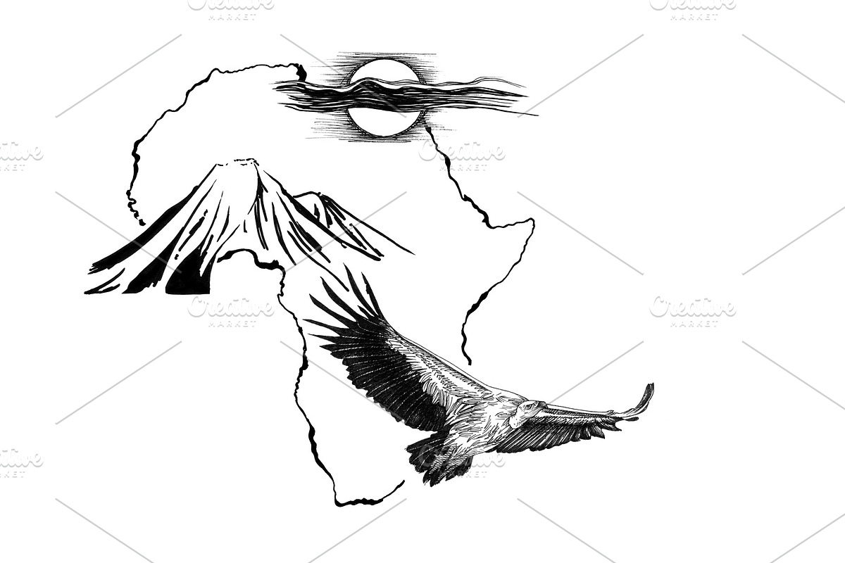 Vulture on Africa map background wit in Illustrations - product preview 8
