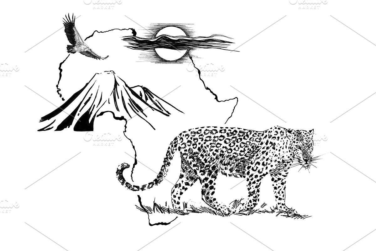 Leopard on Africa map background wit in Illustrations - product preview 8