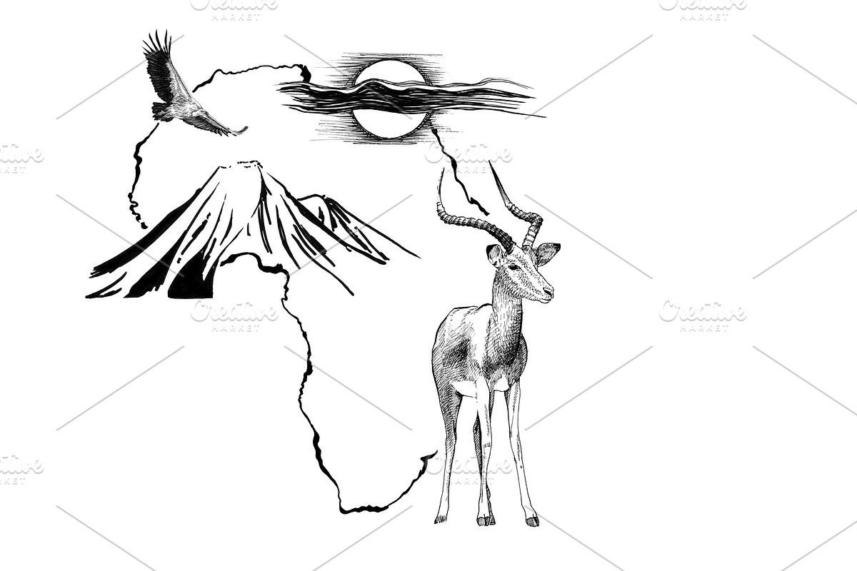 Impala on Africa map background with in Illustrations - product preview 8