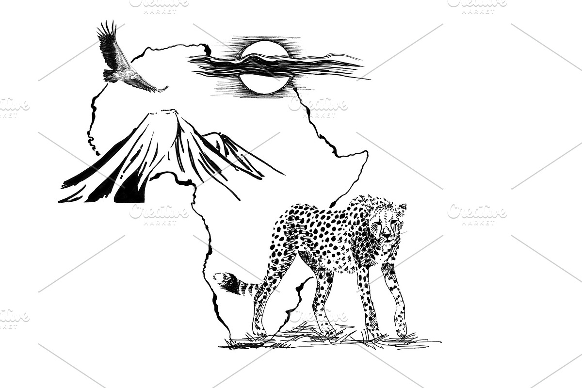 Cheetah on Africa map background wit in Illustrations - product preview 8