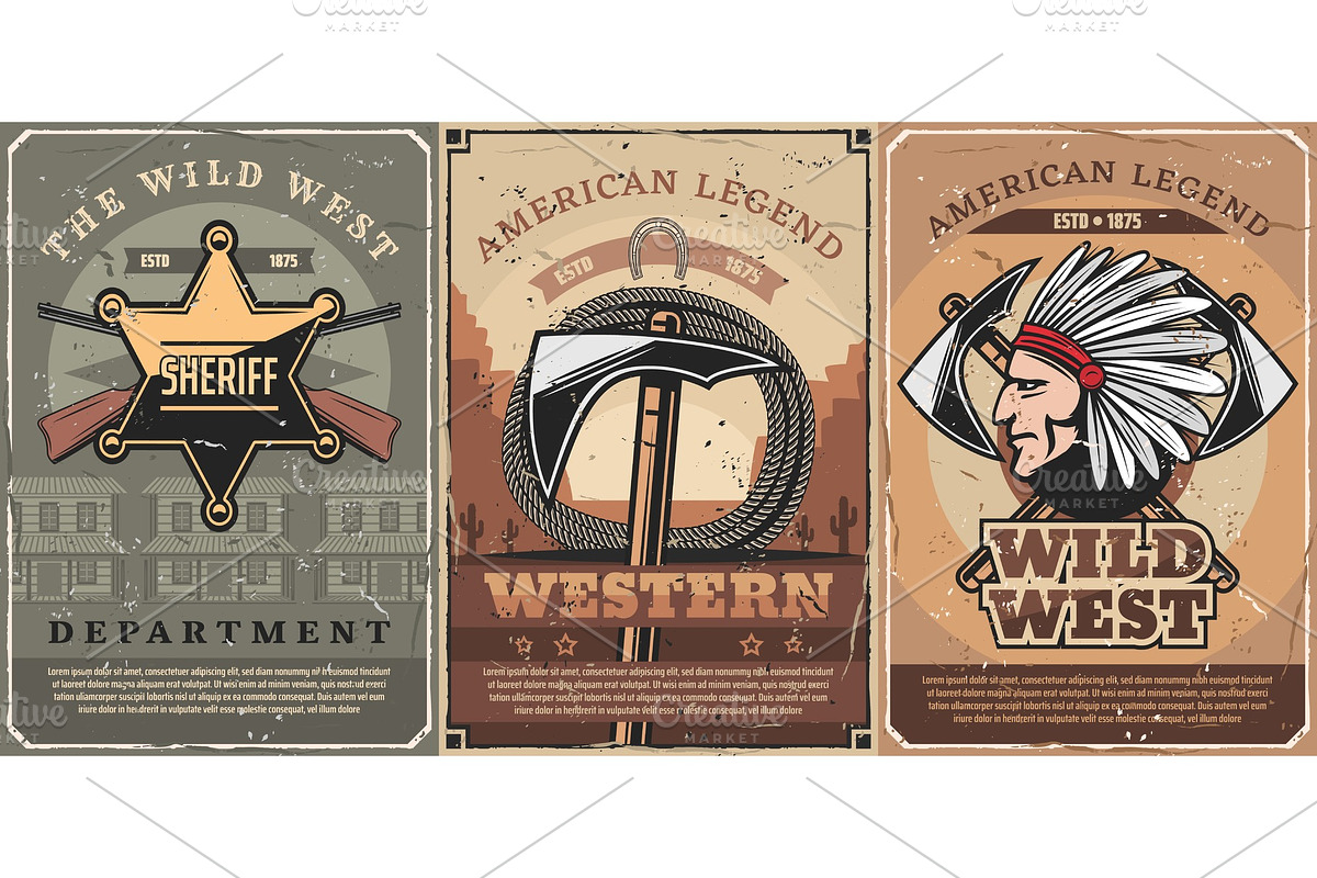 Western sheriff star, gun, tomahawk in Illustrations - product preview 8