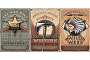 Western sheriff star, gun, tomahawk