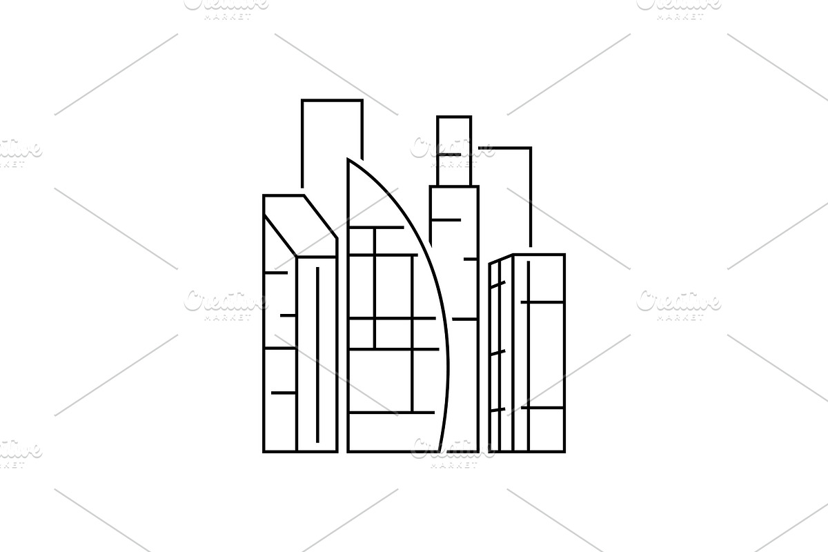 Dudai city view outline illustration in Illustrations - product preview 8