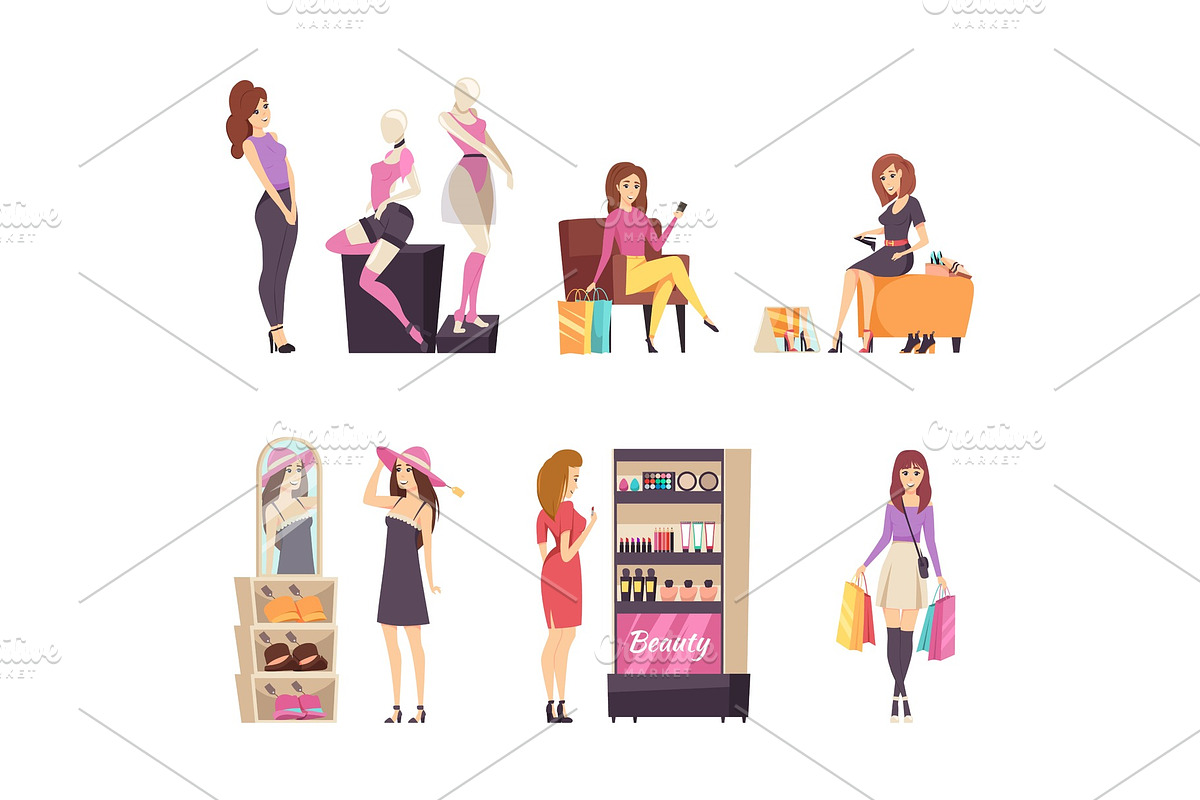 Woman Looking at Mannequins and in Illustrations - product preview 8