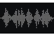 3D Silver music wave logo. Audio