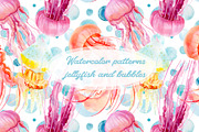 Watercolor patterns, jellyfish