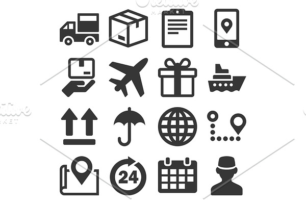 Shipping and Delivery Icons Set on