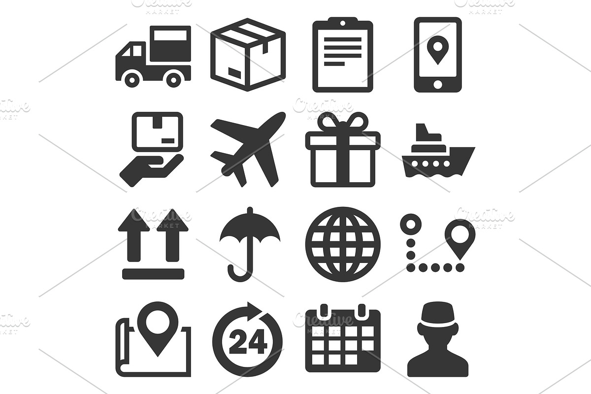 Shipping and Delivery Icons Set on in Illustrations - product preview 8