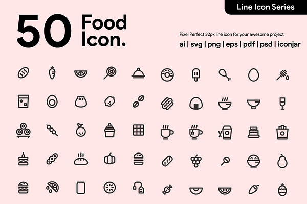 50 Food Line Icon