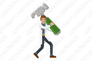 Doctor Man Holding Hammer Mascot
