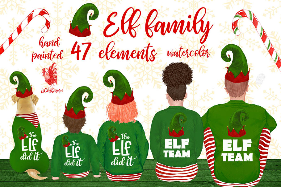 Christmas family clipart Elf clipart