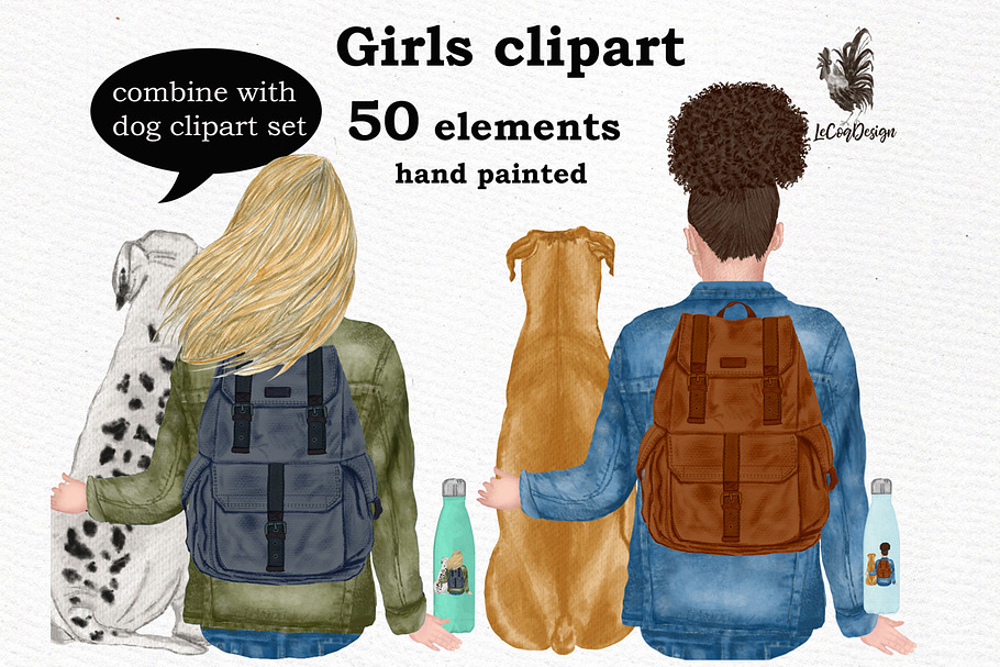 Girls clipart, Best Friend Clipart in Illustrations - product preview 8
