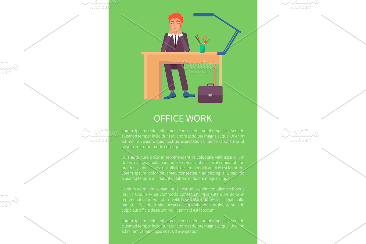 Office Work Banner Text Sample and in Illustrations - product preview 8