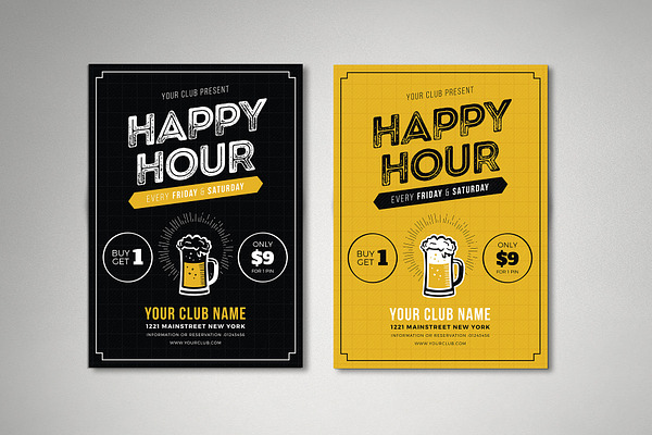 Happy Hour Beer Promotion Flyer