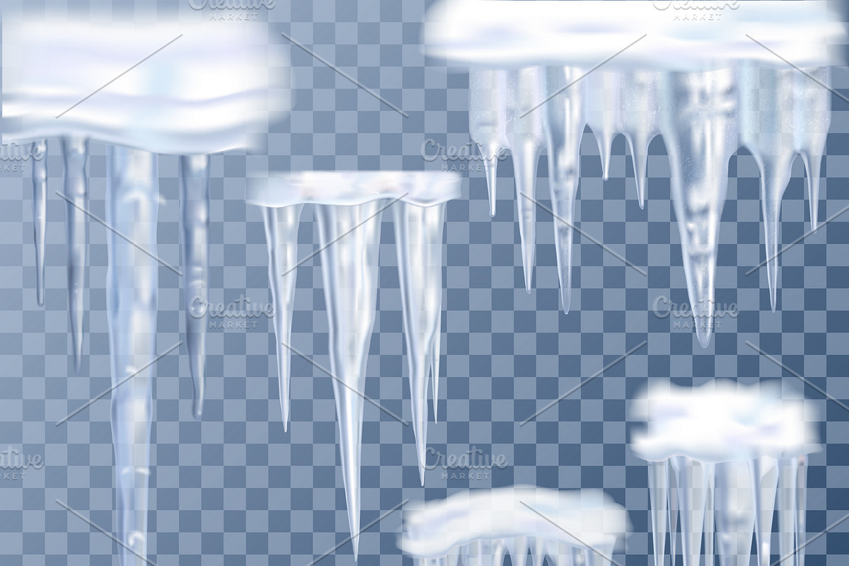 Realistic big icicles set in Illustrations - product preview 8
