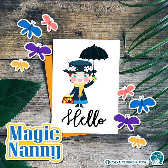 Magic Nanny Digital Clip Art in Illustrations - product preview 2