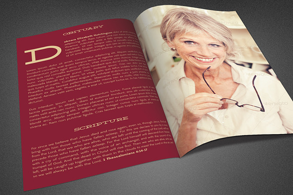 Burgundy Funeral Program Template in Brochure Templates - product preview 1