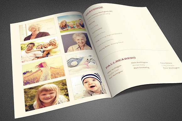 Burgundy Funeral Program Template in Brochure Templates - product preview 3