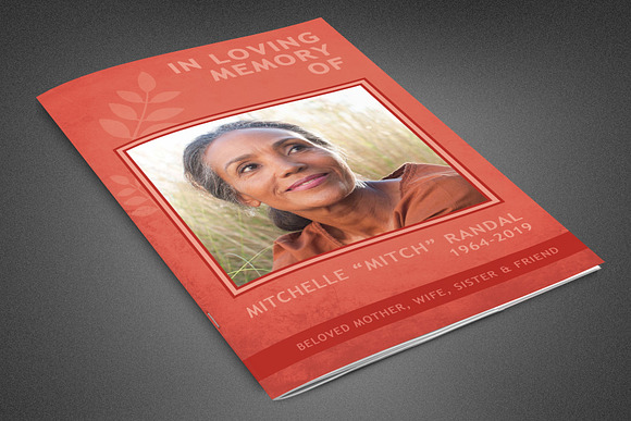 Peach Echo Funeral Program Template in Brochure Templates - product preview 2