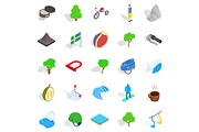 Camping in nature icons set
