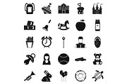 Child center icons set, simple style