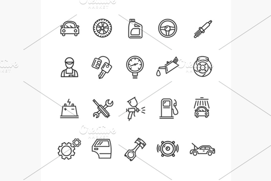 Car Service Outline Icons Set. in Car Icons - product preview 8