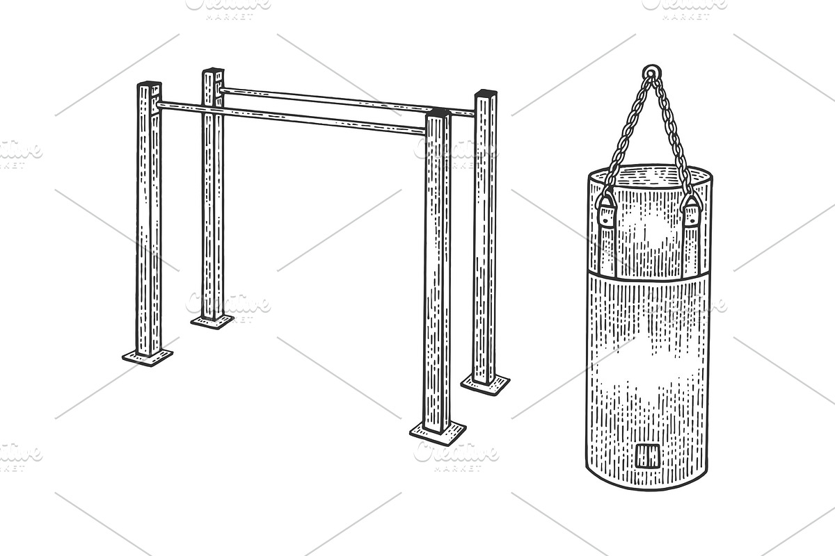 Parallel bars Punching bag sport in Objects - product preview 8