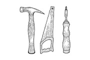 Hammer saw and screwdriver tools