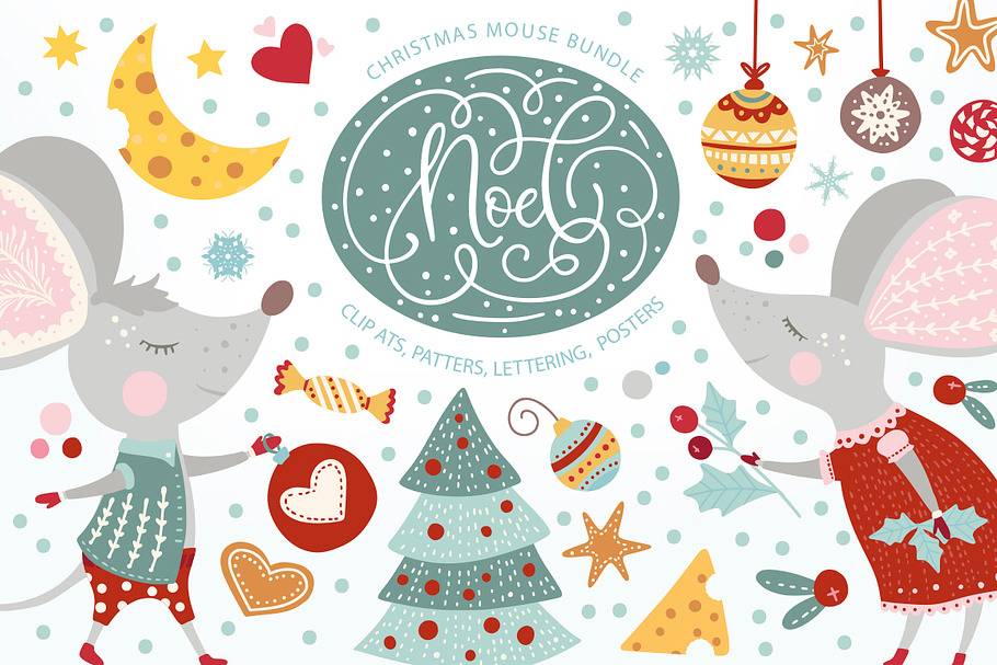 Noel. Christmas Mouse Bundle. in Illustrations - product preview 8