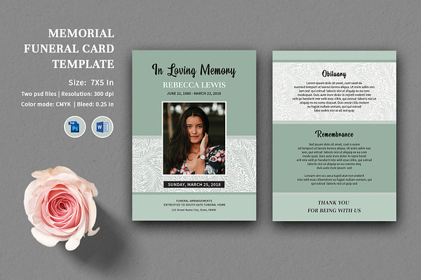 Funeral Program Card Template - v914