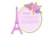 France Poster with Text and Eiffel