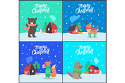 Merry Christmas Bear and Fox Set