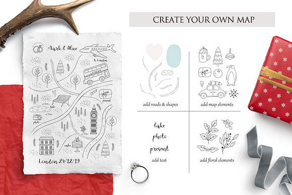 Christmas card map creator in Illustrations - product preview 9