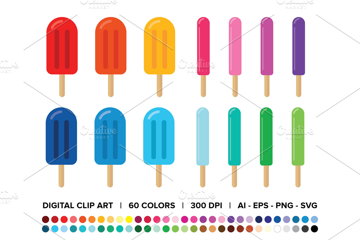 Popsicles & Ice Pops Clip Art Set in Illustrations - product preview 8