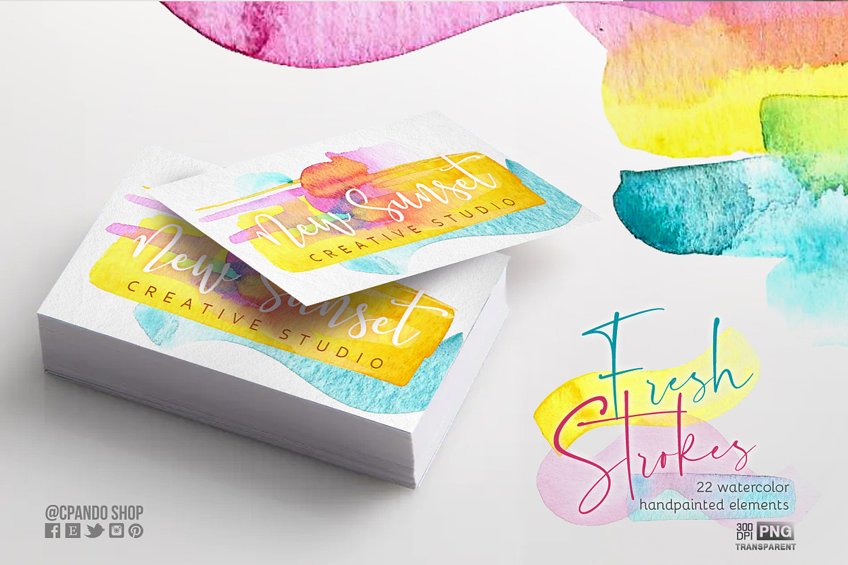 Fresh Strokes watercolor clip art in Illustrations - product preview 8