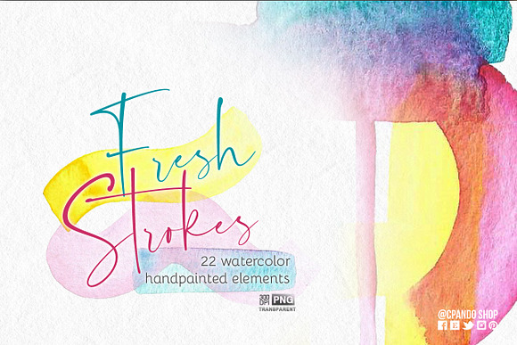Fresh Strokes watercolor clip art in Illustrations - product preview 2