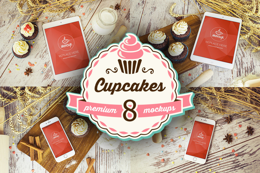 8 PSD Mockups Cupcakes in Mobile & Web Mockups - product preview 8