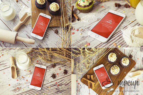 8 PSD Mockups Cupcakes in Mobile & Web Mockups - product preview 1