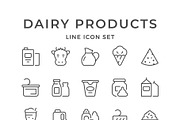 Set line icons of dairy products